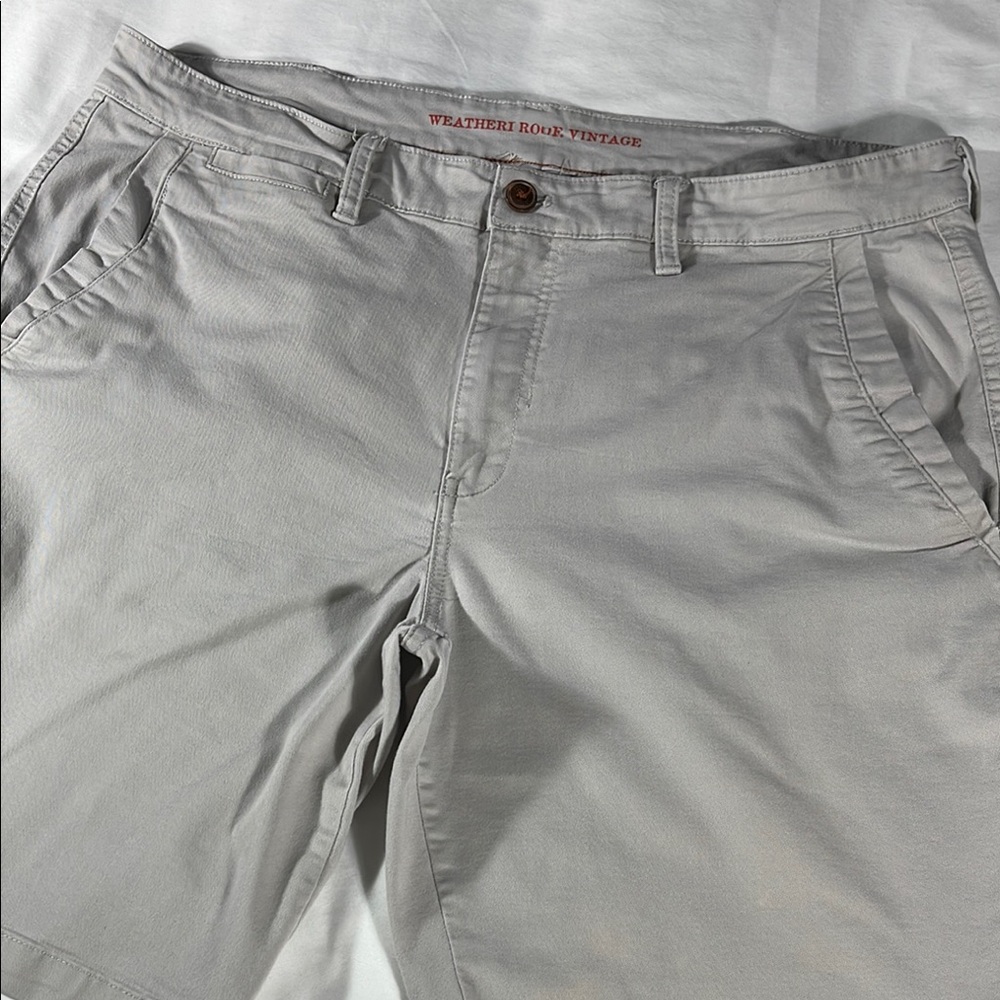 Weatherproof mens stone khaki Vintage flat front 10" chino shorts - size 39